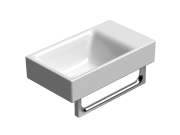 NUBES 40X23 - Rectangular wall-mounted ceramic handrinse basin with towel rail by GSI ceramica - view 2